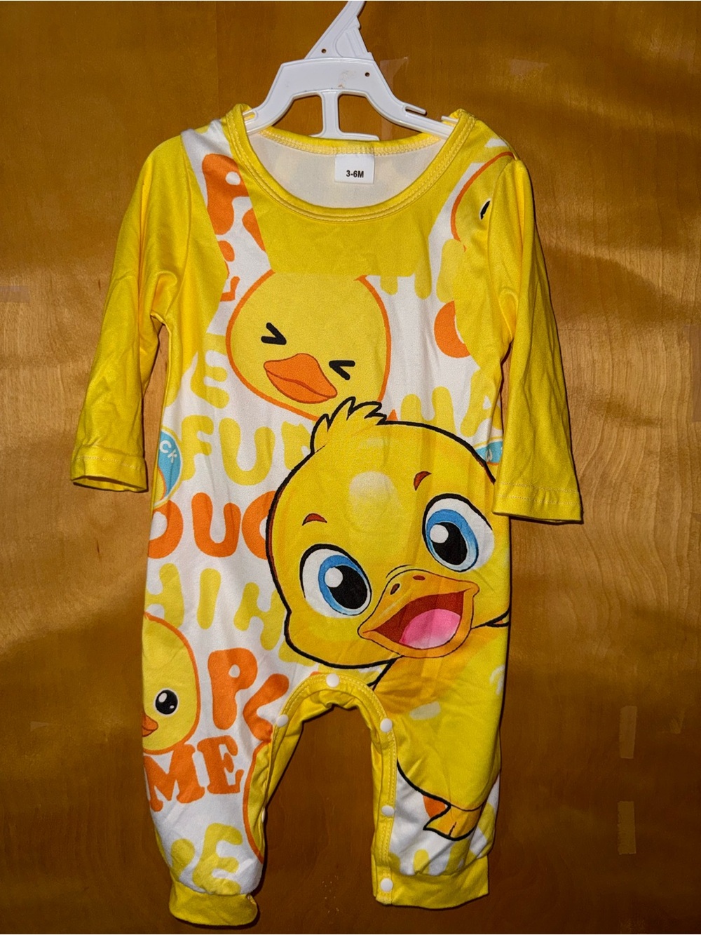 Yellow Duckling Print One-Piece Romper for Babies
